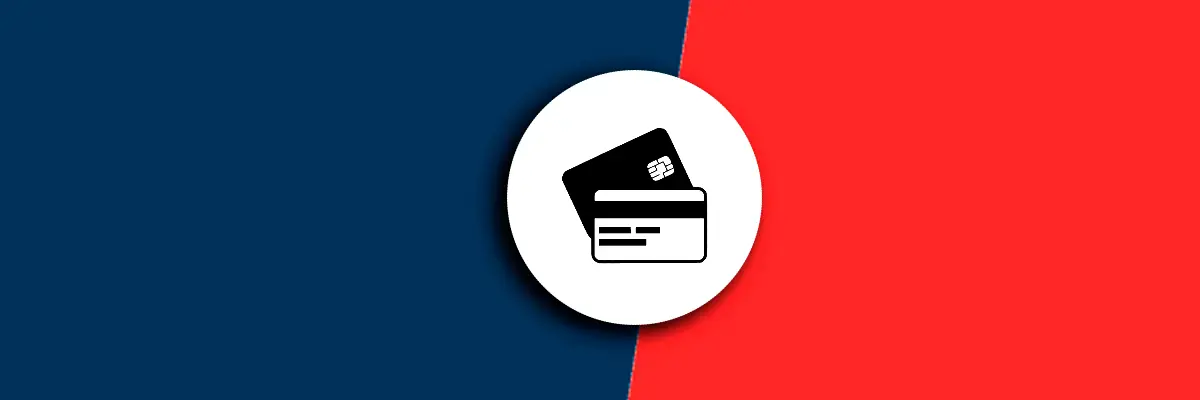 Credit card payment icon on split background